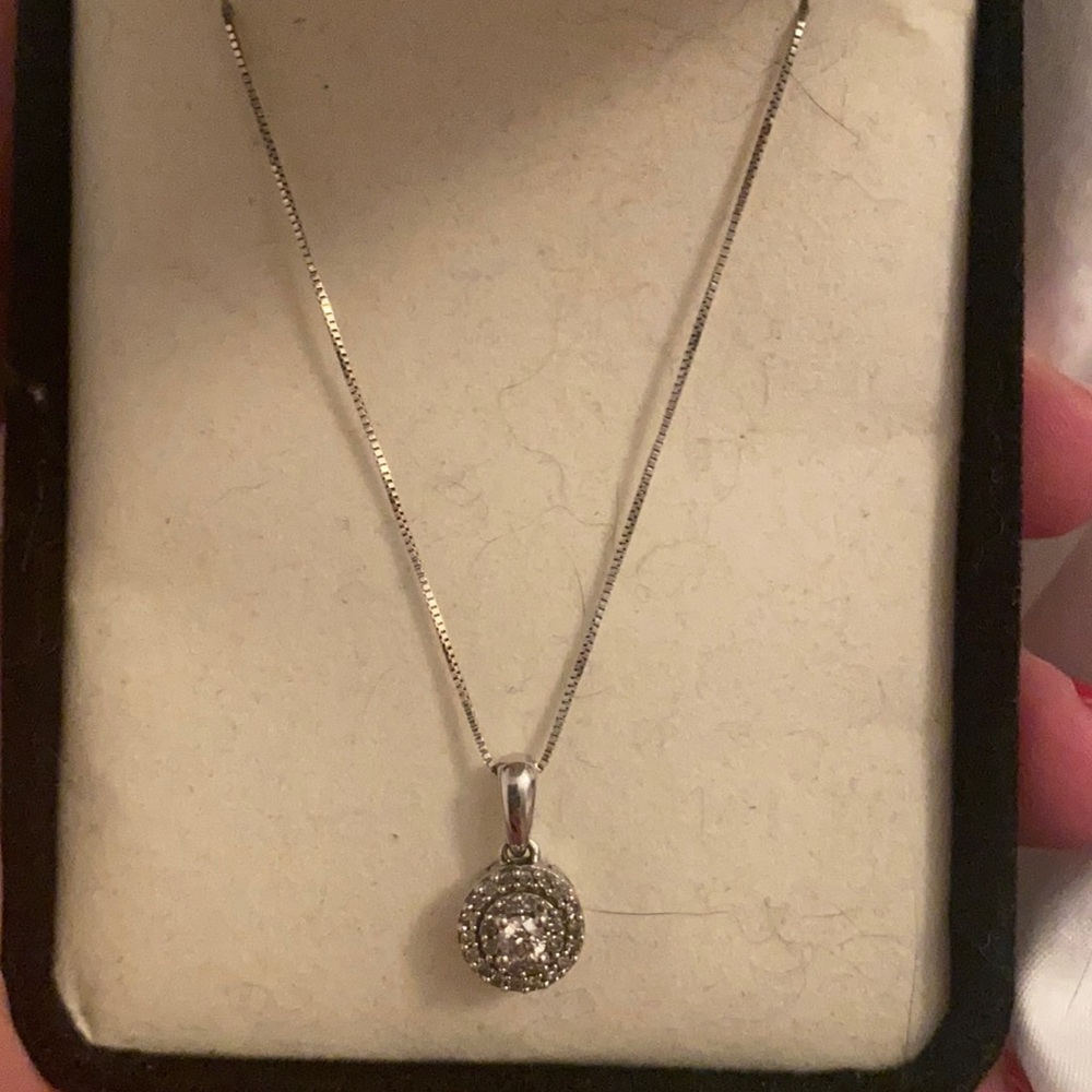 Diamond Necklace 1/4 ct tw Round-cut 10K White Gold